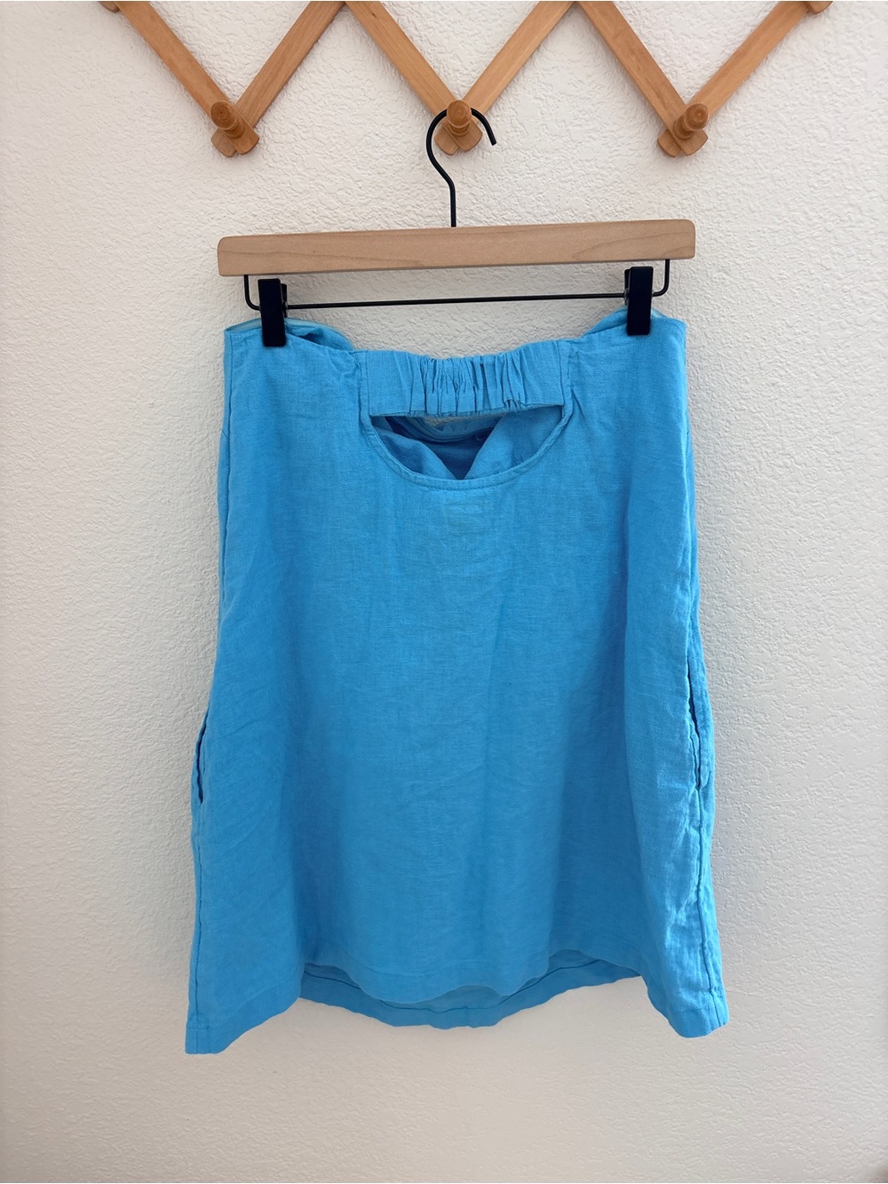 Free People Bright Blue Essentially The Best Cotton Linen Strapless Mini Dress - Picture 6 of 8